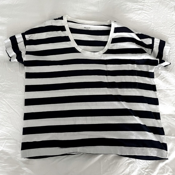 Madewell Striped Cropped Shirt - Picture 1 of 3